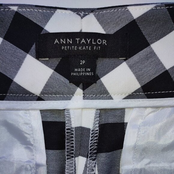 Ann Taylor Kate Straight Leg Pant Classic Gingham Black/White Check  Size 2P - Picture 6 of 9